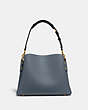 COACH®,WILLOW SHOULDER BAG IN COLORBLOCK,Pebble Leather,Large,Brass/Denim,Back View