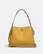 COACH®,WILLOW SHOULDER BAG IN COLORBLOCK,Pebble Leather,Large,Brass/Yellow Gold Multi,Front View