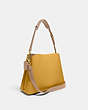 COACH®,WILLOW SHOULDER BAG IN COLORBLOCK,Pebble Leather,Large,Brass/Yellow Gold Multi,Angle View