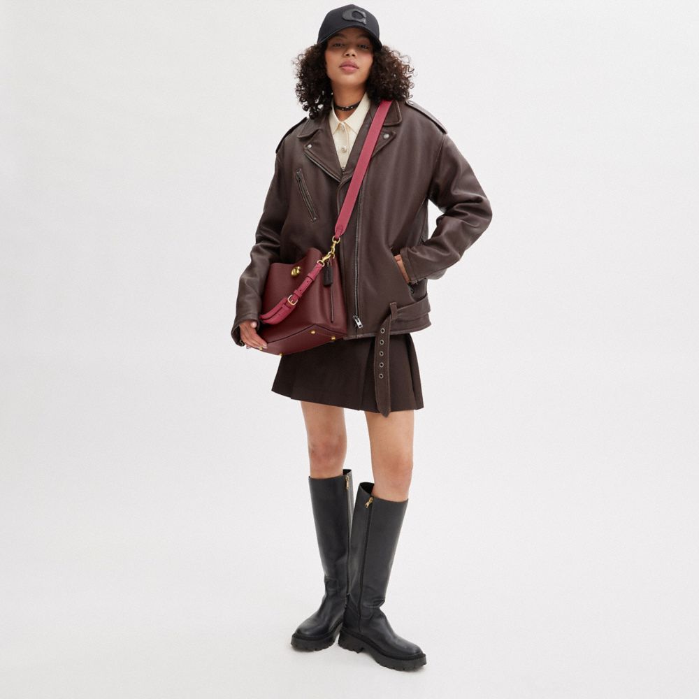 COACH コーチ カラーブロック メイショルダー ブラス/タン ラスト