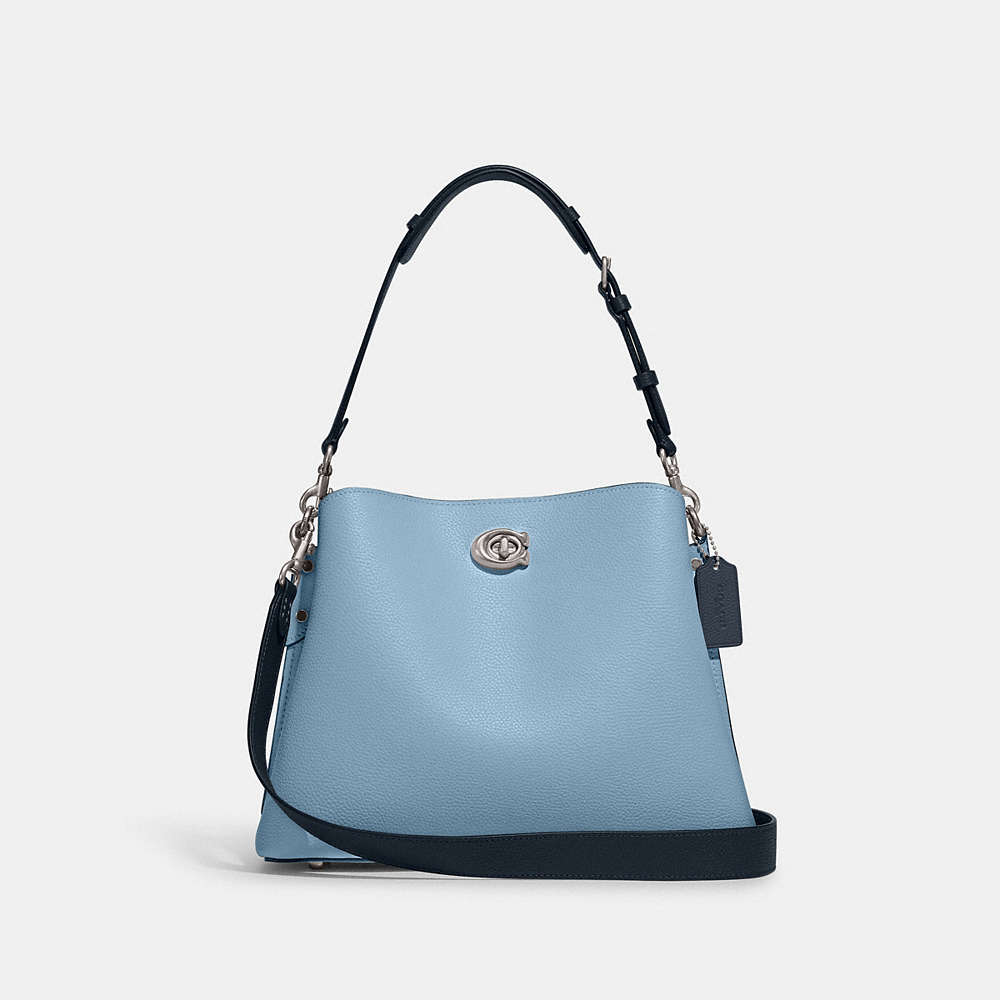 Coach Willow Shoulder Bag In Colorblock In Silver/pool Multi