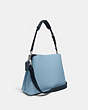 COACH®,WILLOW SHOULDER BAG IN COLORBLOCK,Pebble Leather,Large,Silver/Pool Multi,Angle View