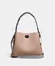 COACH®,WILLOW SHOULDER BAG IN COLORBLOCK,Pebble Leather,Large,Pewter/Taupe Multi,Front View
