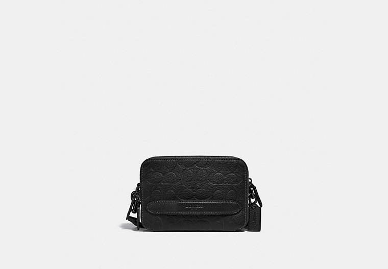 COACH®,CHARTER CROSSBODY IN SIGNATURE LEATHER,Pebble Leather,Mini,Black,Front View