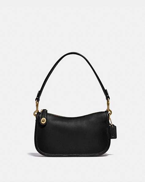 COACH®,SWINGER 20,Smooth Leather,Mini,Brass/Black,Front View