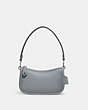 COACH®,SWINGER 20,Smooth Leather,Mini,Silver/Grey Blue,Front View