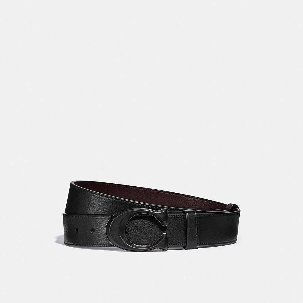 Coach Signature Buckle Cut To Size Reversible Belt, 38mm In Black/ox Blood