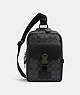 COACH®,TRACK PACK IN SIGNATURE CANVAS,pvc,Small,Travel,Gunmetal/Charcoal/Black,Front View