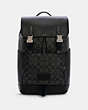 COACH®,TRACK BACKPACK IN SIGNATURE CANVAS,pvc,Large,Office,Gunmetal/Charcoal/Black,Front View