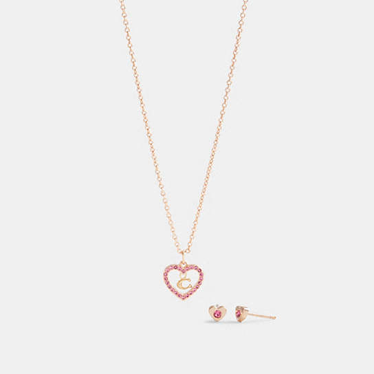 COACH® Outlet | Heart Necklace And Stud Earrings Set