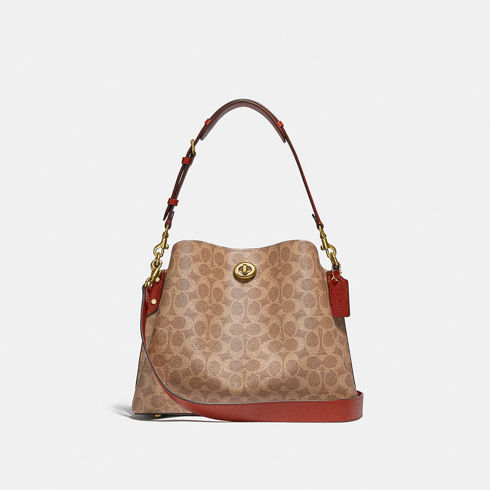 Coach Willow Shoulder Bag In Signature Canvas In Brass/tan/rust