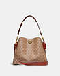 COACH®,WILLOW SHOULDER BAG IN SIGNATURE CANVAS,canvas,Large,Brass/Tan/Rust,Front View