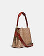 COACH®,WILLOW SHOULDER BAG IN SIGNATURE CANVAS,canvas,Large,Brass/Tan/Rust,Angle View
