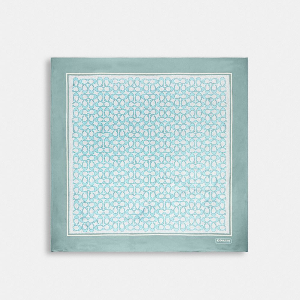 Coach Vintage Signature Print Silk Square Scarf In Aqua
