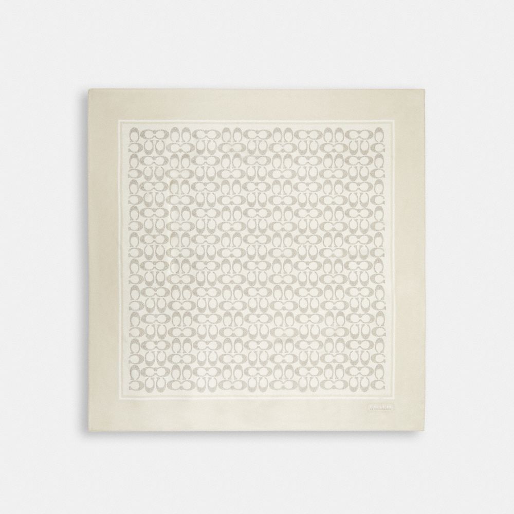 Coach Vintage Signature Print Silk Square Scarf In Steam