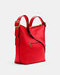 COACH®,VAL DUFFLE,Pebbled Leather,Medium,Everyday,Gold/Electric Red,Angle View