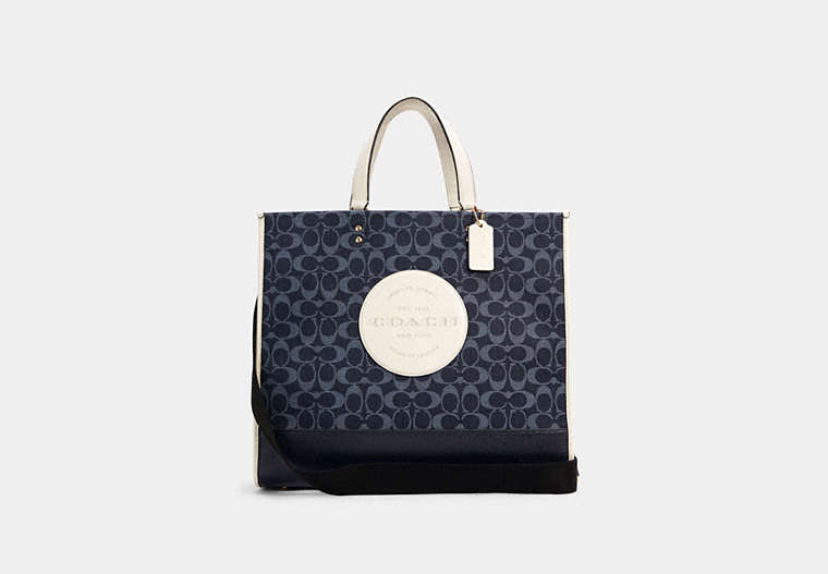 Dempsey Tote 40 In Signature Denim With Coach Patch