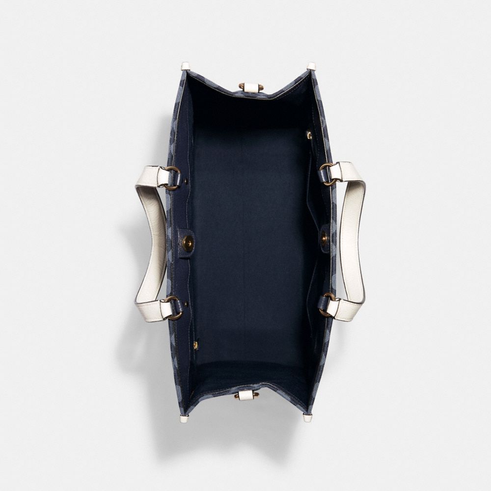 COACH®,Dempsey Tote Bag 40 In Signature Denim With Coach Patch,,Inside View,Top View
