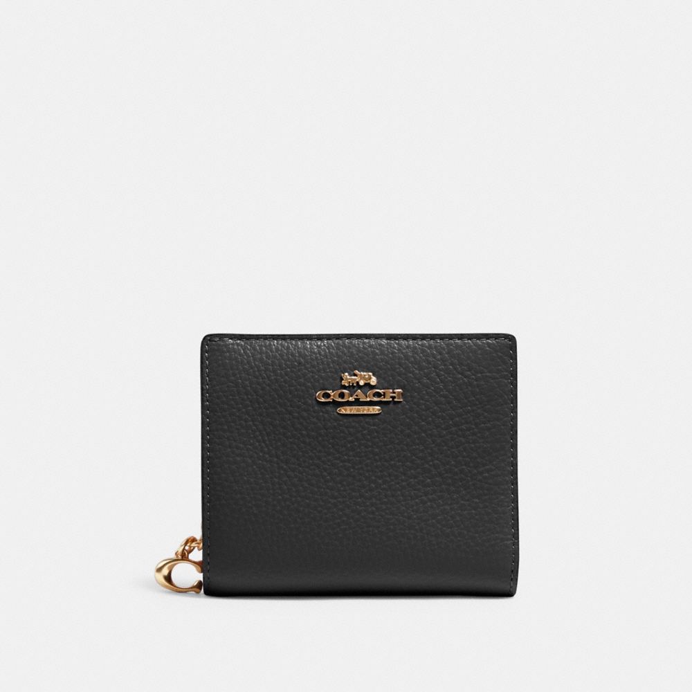 Coach F73867 Snap Card Case in Black Signature Crossgrain Leather Snap  Closure - Women's Wallet