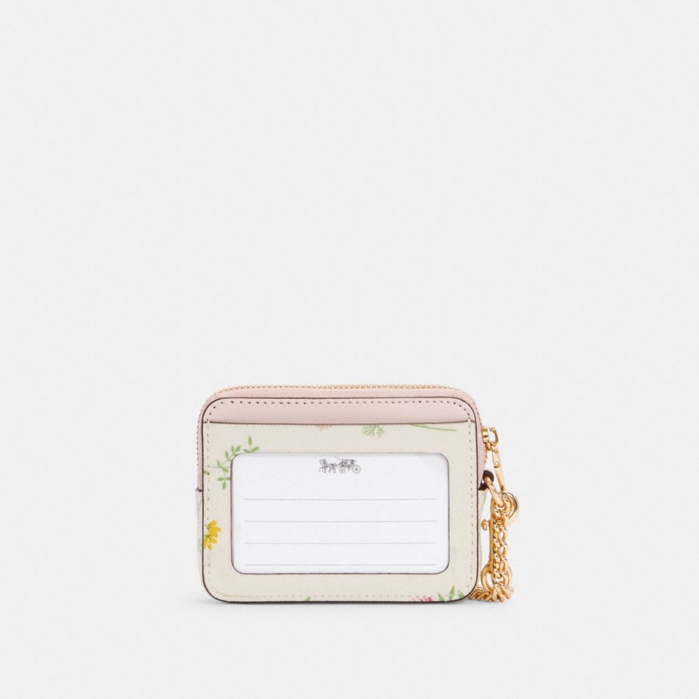 zip card case with spaced wildflower print