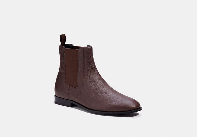 COACH®,GRAHAM CHELSEA BOOT,Pebbled Leather,Mahogany Brown,Front View