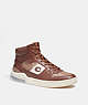 COACH®,CITYSOLE HIGH TOP SNEAKER IN SIGNATURE CANVAS,Signature Coated Canvas/Leather,Saddle,Front View