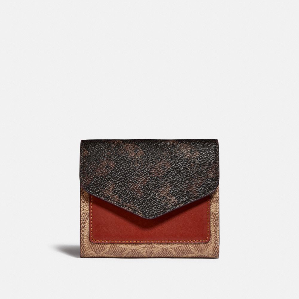 Coach Wyn Small Wallet With Horse And Carriage Print In Brass/tan Brown Rust