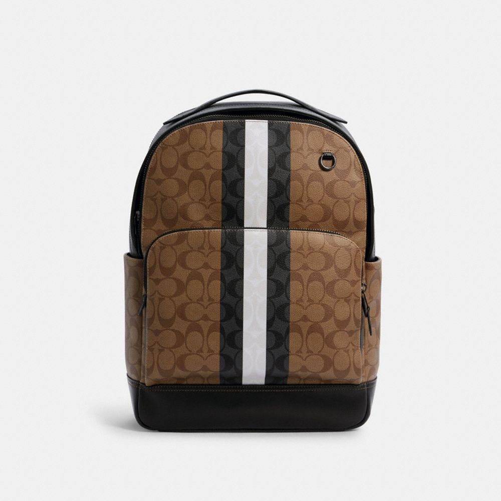 COACH® Outlet | Graham Backpack In Signature Canvas With Varsity Stripe