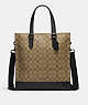 COACH®,GRAHAM STRUCTURED TOTE IN SIGNATURE CANVAS,pvc,Large,Office,Gunmetal/Khaki,Front View