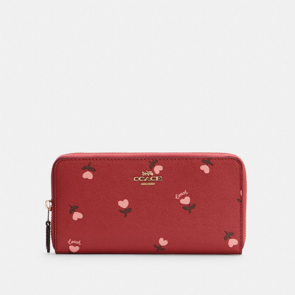 Coach Outlet Accordion Zip Wallet With Heart Floral Print