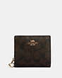 COACH®,SNAP WALLET IN SIGNATURE CANVAS,pvc,Mini,Gold/Brown Black,Front View