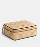 COACH®,LARGE JEWELRY BOX IN SIGNATURE CANVAS,pvc,Mini,Gold/Light Khaki Chalk,Front View
