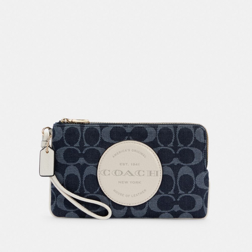 COACH® Outlet Dempsey Double Zip Wallet In Signature Jacquard With Patch