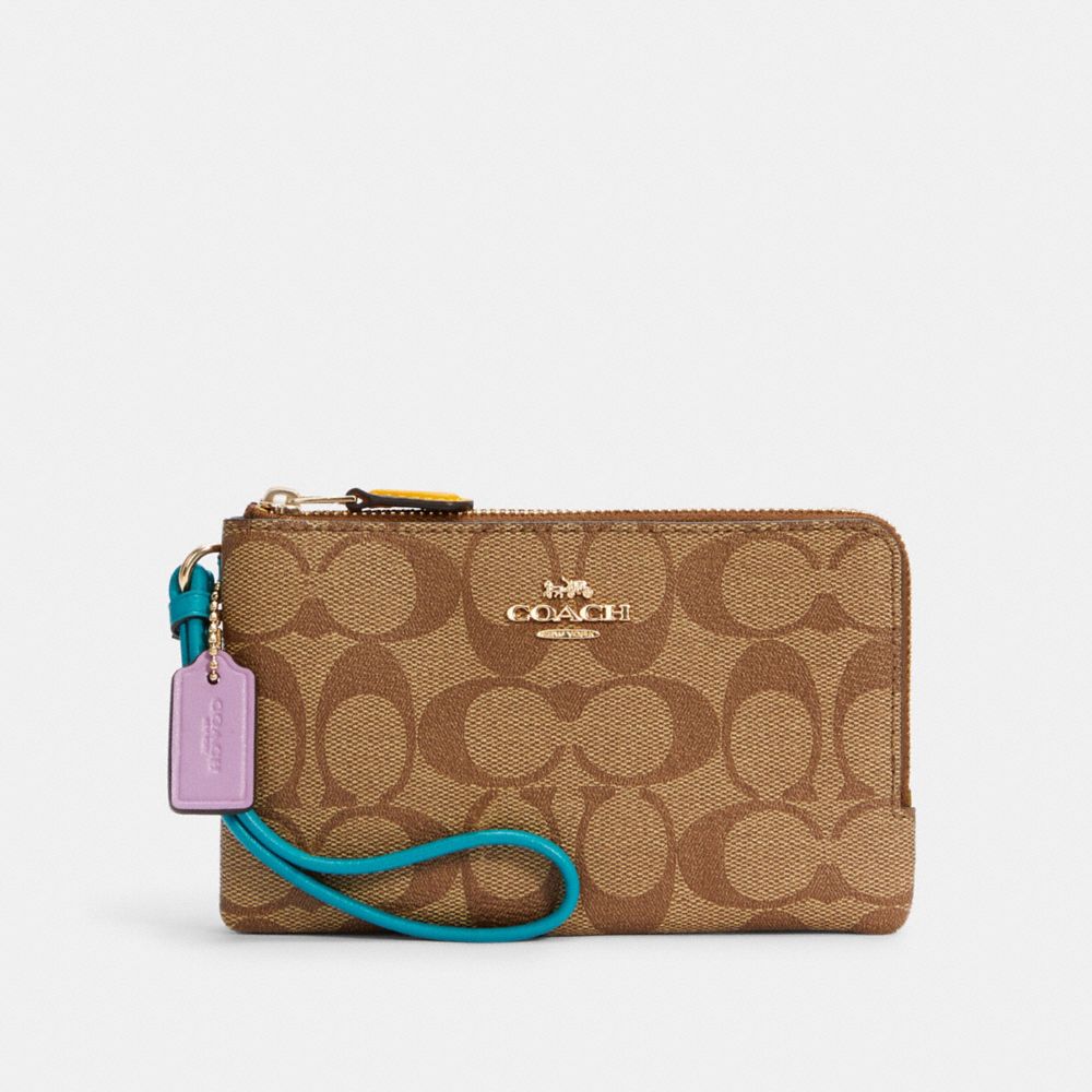 COACH® Outlet Double Corner Zip Wristlet In Colorblock Signature Canvas