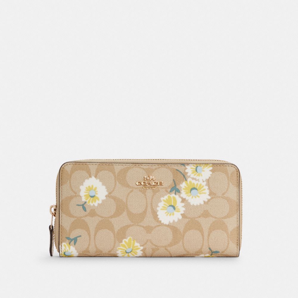 Coach Outlet Medium Corner Zip Wallet In Signature Canvas With Nostalgic  Ditsy Print
