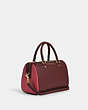 COACH®,ROWAN SATCHEL IN COLORBLOCK,Leather,Large,Gold/Oxblood/Wine Multi,Angle View