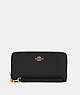 COACH®,LONG ZIP AROUND WALLET,Leather,Mini,Gold/Black,Front View