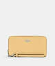 COACH®,LONG ZIP AROUND WALLET,Leather,Mini,Silver/Vanilla,Front View