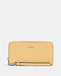 COACH®,LONG ZIP AROUND WALLET,Leather,Mini,Silver/Vanilla,Front View