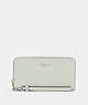 COACH®,LONG ZIP AROUND WALLET,Leather,Mini,Silver/Light Sage,Front View