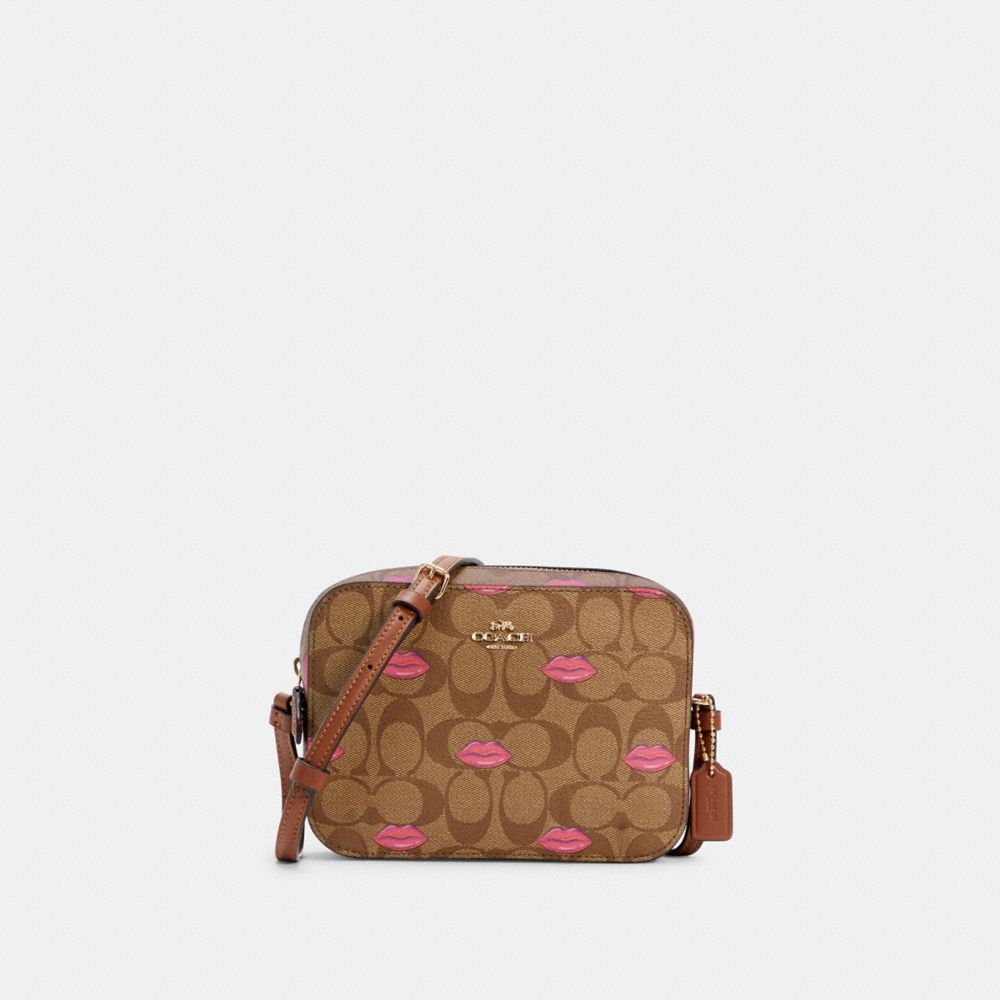 COACH® Outlet | Mini Camera Bag In Signature Canvas With Lips Print