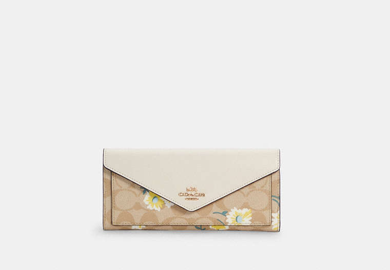 Slim Envelope Wallet In Signature Canvas With Daisy Print