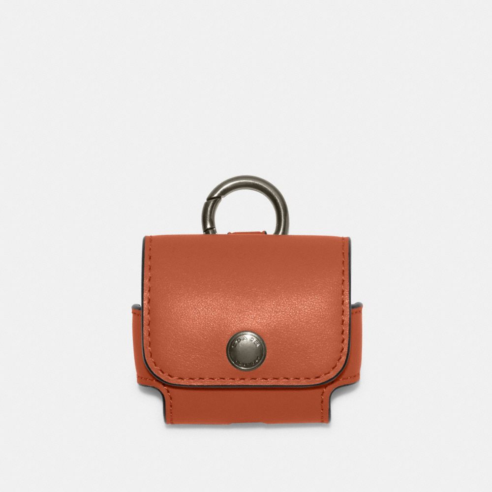 COACH®,Large Wireless Earbud Case,Airpod Case,Brown,Front View