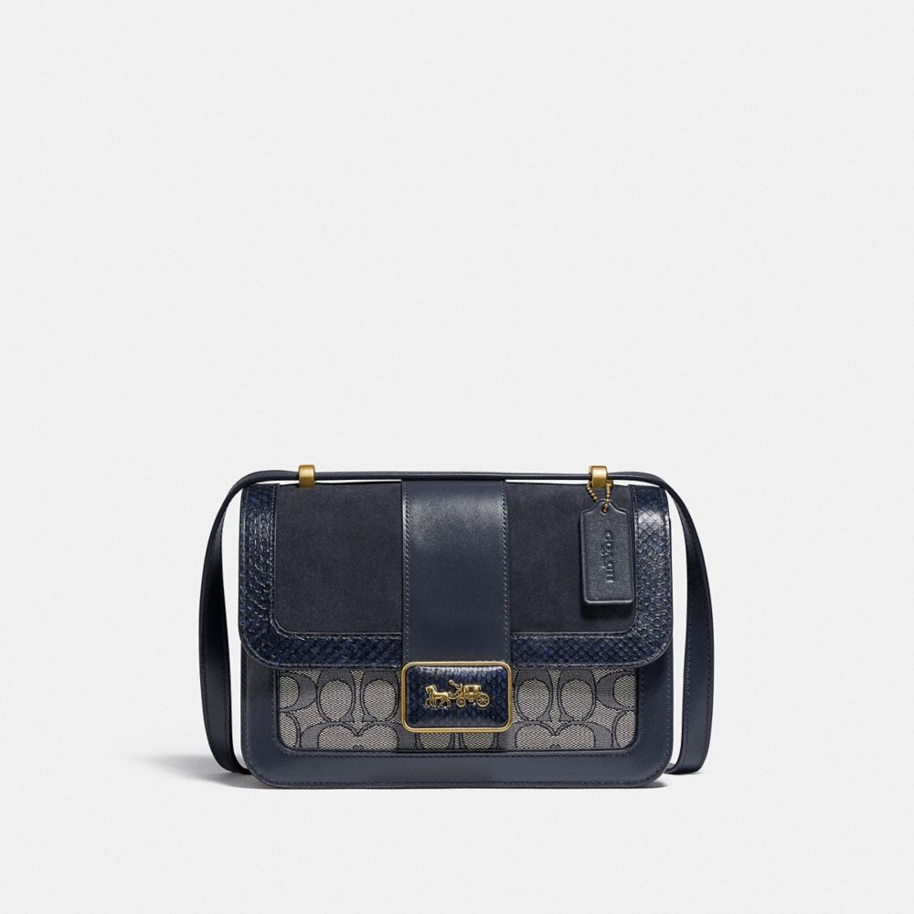 COACH® | Alie Shoulder Bag In Signature Jacquard With Snakeskin Detail