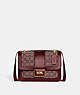 COACH®,ALIE SHOULDER IN SIGNATURE JACQUARD WITH SNAKESKIN DETAIL,Brass/Burgundy Blk Cherry,Front View