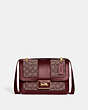 COACH®,ALIE SHOULDER IN SIGNATURE JACQUARD WITH SNAKESKIN DETAIL,Brass/Burgundy Blk Cherry,Front View