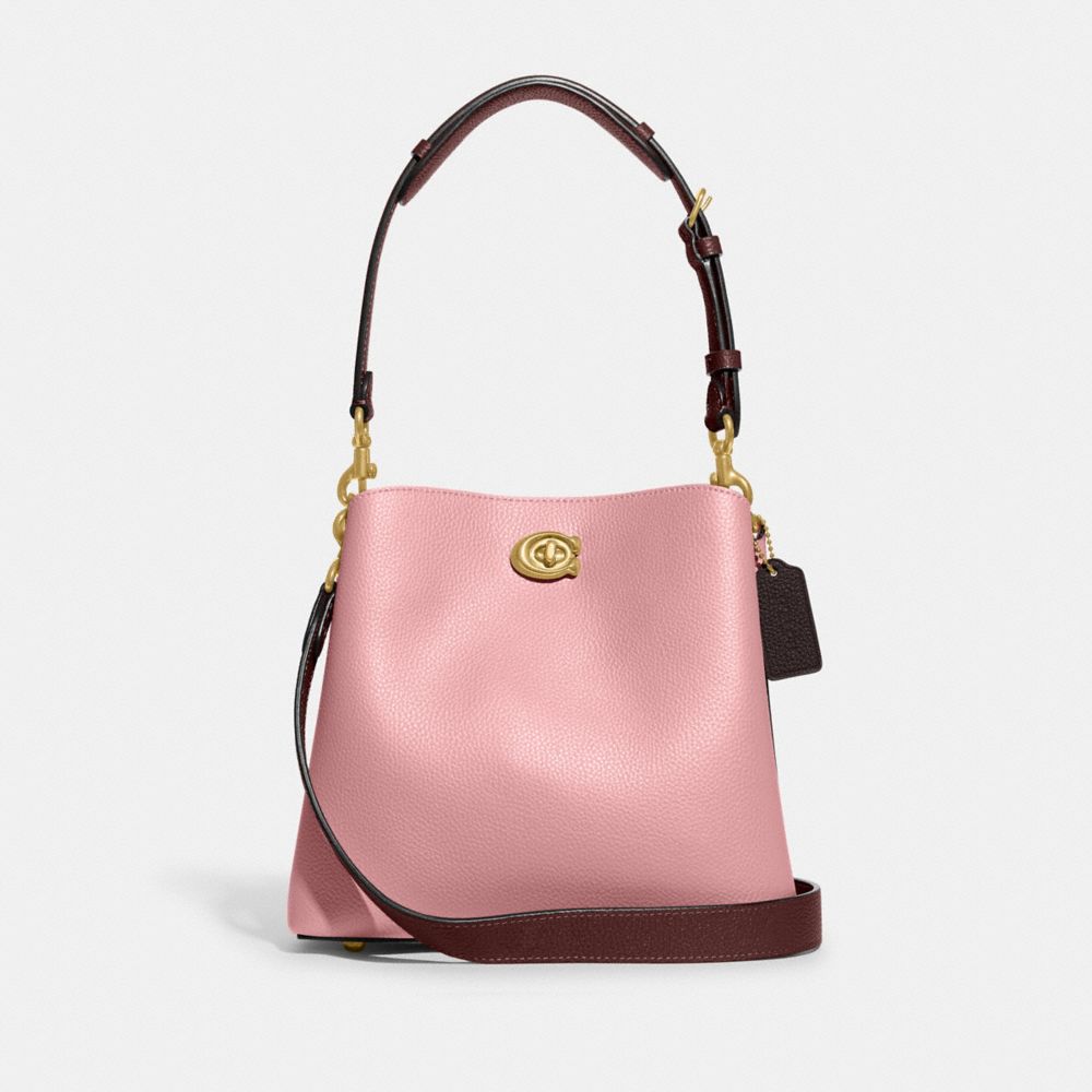 Coach Willow Bucket Bag In Colourblock In Brass/bubblegum Multi