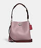 COACH®,WILLOW BUCKET BAG IN COLORBLOCK,Pebble Leather,Medium,Silver/Faded Purple Multi,Front View