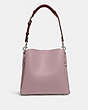COACH®,WILLOW BUCKET BAG IN COLORBLOCK,Pebble Leather,Medium,Silver/Faded Purple Multi,Back View