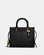 COACH®,ROGUE 25,Pebble Leather,Medium,Brass/Black,Front View